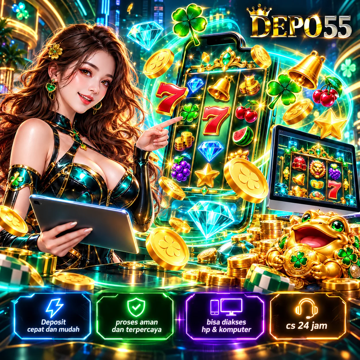 DEPO55 dengan tema emas premium